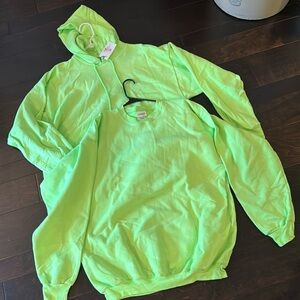 Clique fluorescent green sweatshirt set NWT XL